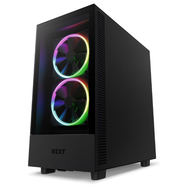 Gabinete NZXT H5 Elite / Negro / Carcasa Compacta / ATX / Iluminación RGB Incorporada / Panel Frontal y Lateral de Vidrio Templado / Gestión de Cables / 2 Ventiladores RGB