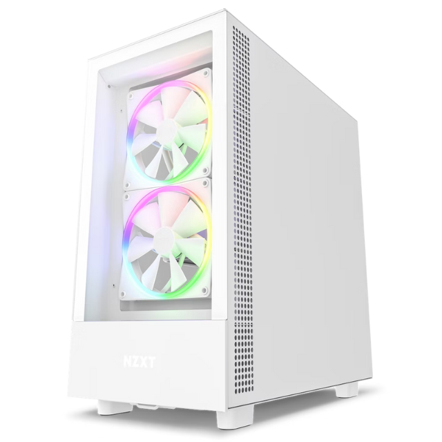 Gabinete NZXT H5 Elite / Blanco / Carcasa Compacta / ATX / Iluminación RGB Incorporada / Panel Frontal y Lateral de Vidrio Templado / Gestión de Cables / 2 Ventiladores RGB