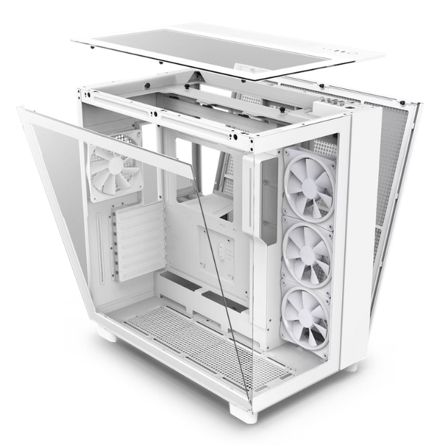 NZXT H9 Elite / ATX Mid Tower / Incluye 3 Ventiladores 120mm RGB Duo Fan / Capacidad de 10 Ventiladores / Soporta radiadores de 360 mm / Panel Lateral de Vidrio Templado / Blanco / CM-H91EW-01