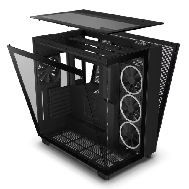 NZXT H9 Elite / ATX Mid Tower / Incluye 3 Ventiladores 120mm RGB Duo Fan / Capacidad de 10 Ventiladores / Soporta radiadores de 360 mm / Panel Lateral de Vidrio Templado / Negro / CM-H91EB-01