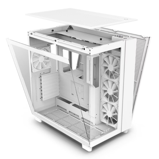 NZXT H9 Flow / ATX Mid Tower / Incluye 4 Ventiladores sin RGB / Capacidad de hasta Diez Ventiladores / Soporta radiadores de hasta 360mm  / Panel Lateral de Vidrio Templado / Blanco / CM-H91FW-01