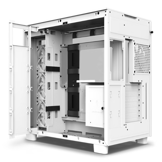 NZXT H9 Flow / ATX Mid Tower / Incluye 4 Ventiladores sin RGB / Capacidad de hasta Diez Ventiladores / Soporta radiadores de hasta 360mm  / Panel Lateral de Vidrio Templado / Blanco / CM-H91FW-01