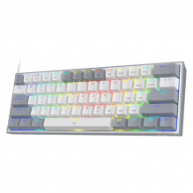 Teclado Gamer Mecánico Redragon K617 Fizz RGB / Switches Red / WHITE GRAY / Alámbrico / Iluminación LED RGB / Inglés
