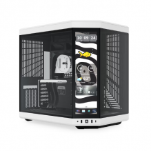 Gabinete HYTE Y70 Touch Infinite / ATX Mid Tower / Doble Cámara / Con Pantalla Táctil LCD de 2.5K integrada / Blanco/Negro / CS-HYTE-Y70TI-WB