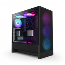Gabinete NZXT H5 FLOW RGB Negro / Versión 2024 / Cristal Templado / Mid-Tower/ Sin Fuente / USB Tipo C / CC-H52FB-R1