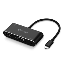 Adaptador Vorago ADP-350 Adaptador Tipo C 5 en 1, HDMI, VGA, 3.5 mm, USB C y USB 3.0