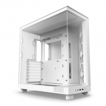 Gabinete NZXT H6 FLOW WHITE / Cristal Templado / Mini-ITX / Micro-ATX / ATX / USB 3.2 / USB 3.2 Gen.2 Tipo C / Sin Fuente / Blanco / 3 Ventiladores sin RGB / CC-H61FW-01