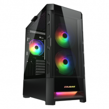 Gabinete Cougar DUOFACE RGB / Doble panel frontal: Malla y RGB / Cristal Templado / RGB / Excelente Flujo de Aire / Negro / 385ZD10.0001