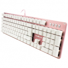 Teclado Gamer Mecanico Game Factor KBG400 Pink Edition KRED Switch Red / Alambrico / Iluminación White / USB / Español / KBG400-PK-RD/ gamerdays