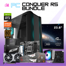 PC CONQUER R5 BUNDLE / AMD RYZEN 5 8400F / RTX 5060 TI / 16GB RAM DDR5 / 1TB SSD M.2 NVME / DISIPADOR DE TORRE / FUENTE 750W 80+ BRONZE / INCLUYE MONITOR 23.8" FHD 180HZ 1MS / KIT TECLADO Y MOUSE / PROMOCION