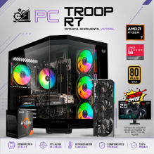 PC TROOP R7 / AMD RYZEN 7 5700X / RADEON RX 9070 16GB / 32GB RAM DDR4 / 2TB SSD NVME / DISIPADOR DE TORRE 120MM / WIFI Y BT / FUENTE 850W 80+ GOLD / W11 PRO / PROMOCION