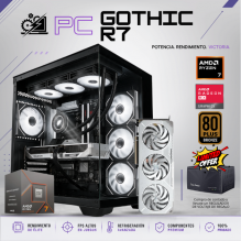 PC GOTHIC R7 / AMD RYZEN 7 8700F/ RADEON RX 9060 XT 16G / 32GB RAM DDR5 / 1TB SSD NVME / ENFRIAMIENTO LIQUIDO 360MM / FUENTE 700W 80+ BRONZE / W11 PRO / PROMOCION