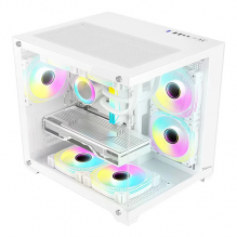 Gabinete Xzeal CXi2, Micro-ATX, Cristal Templado, 3x Ventiladores ARGB, Blanco
