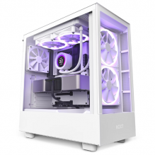 Gabinete NZXT H5 Elite / Blanco / Carcasa Compacta / ATX / Iluminación RGB Incorporada / Panel Frontal y Lateral de Vidrio Templado / Gestión de Cables / 2 Ventiladores RGB