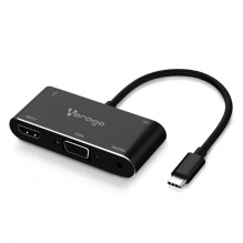 Adaptador Tipo C 5 en 1 / ADP-350 / HDMI / VGA / USB 3.0 / USB tipo C / Entrada 3.5mm / Soporta 4K